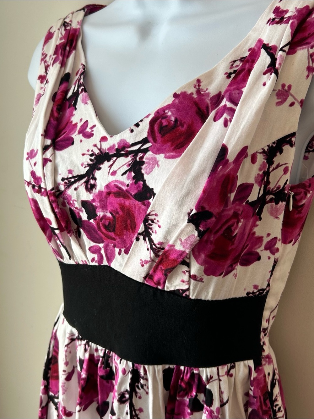 Floral Fit and Flare Dress 100% Cotton Rockabilly Pinup Dark Fairy Size 4